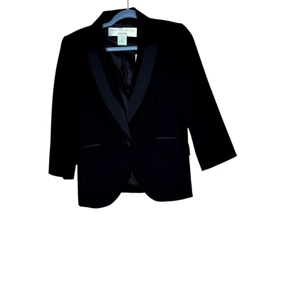 Saks Fifth Avenue Charles Nolan womens size 10 wool blazer black Corpcore - Picture 1 of 5